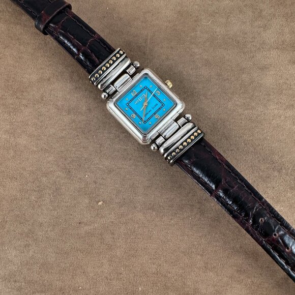 Vintage Ecclissi Sterling Silver Western Watch Turquoise Face - Picture 4 of 8